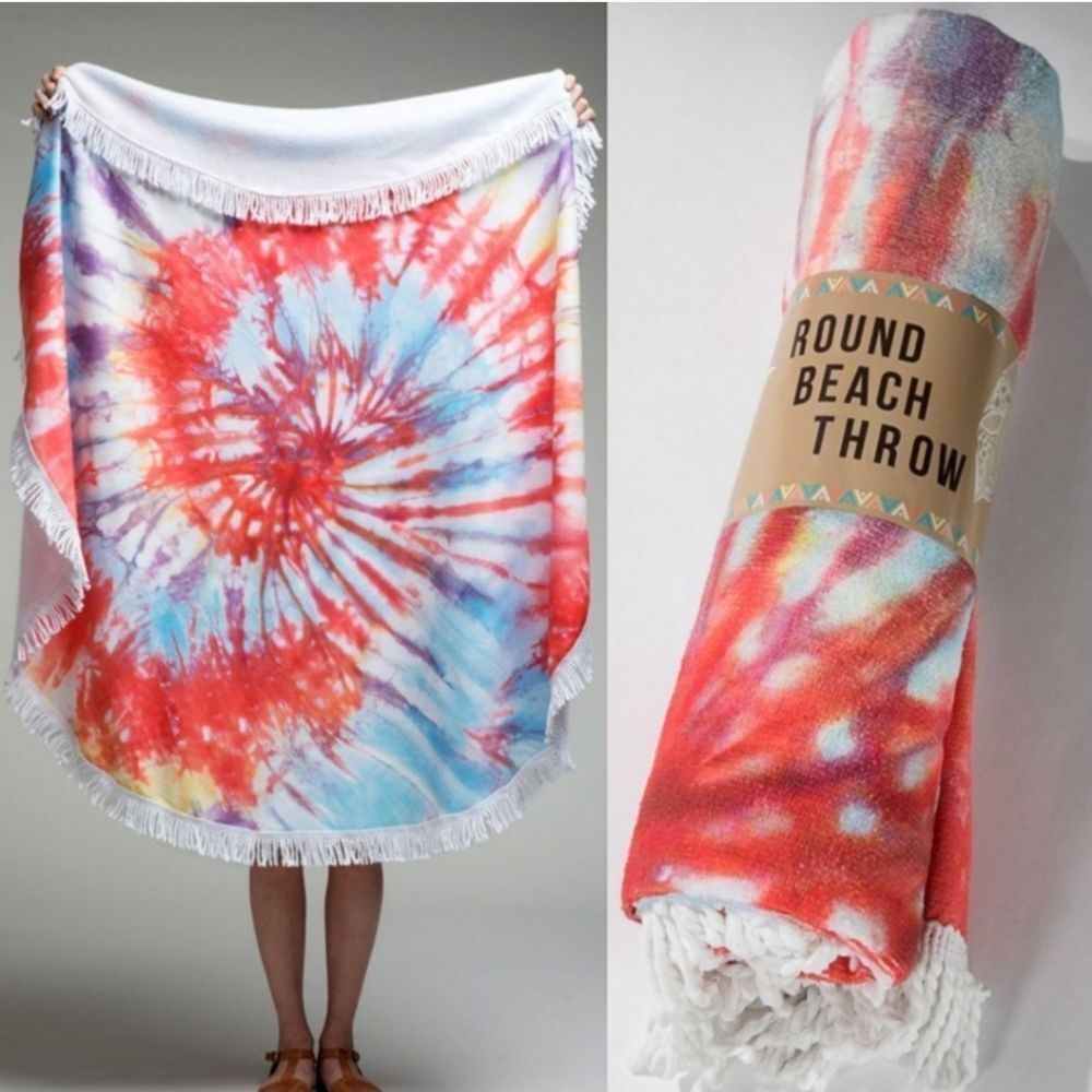 Tie Dye "Surfer" Beach Towel Roundie NWT